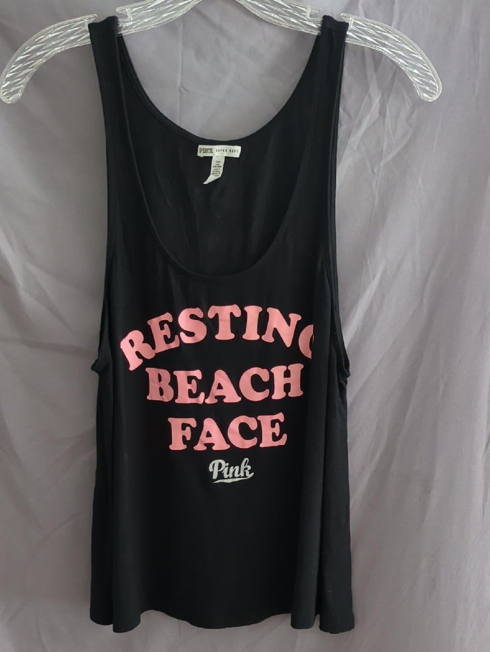PINK Victoria's Secret Black Tank Top with Pink Graphic